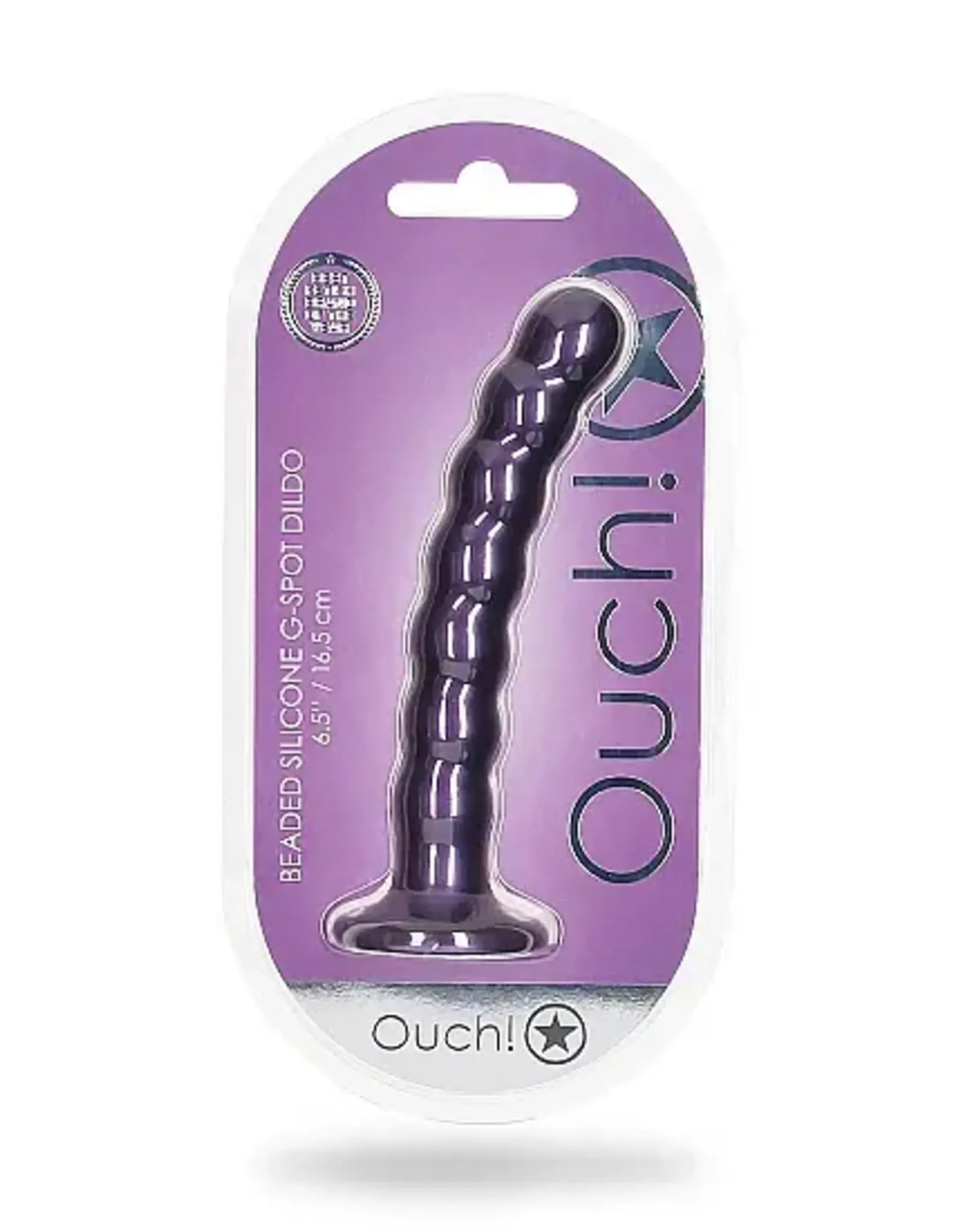 Beaded Silicone G-spot Dildo - 6.5'' - Metallic Purple