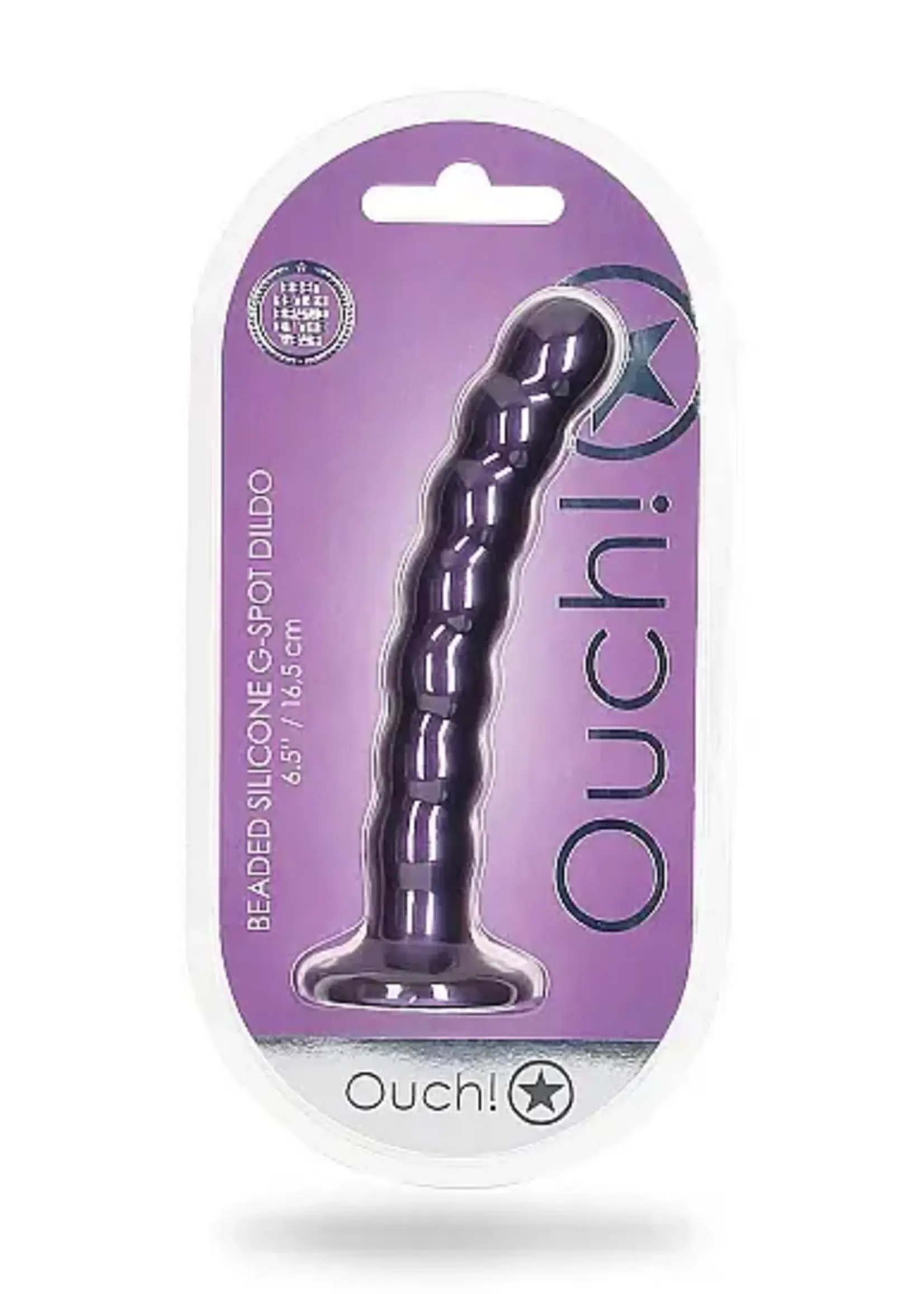 Beaded Silicone G-spot Dildo - 6.5'' - Metallic Purple
