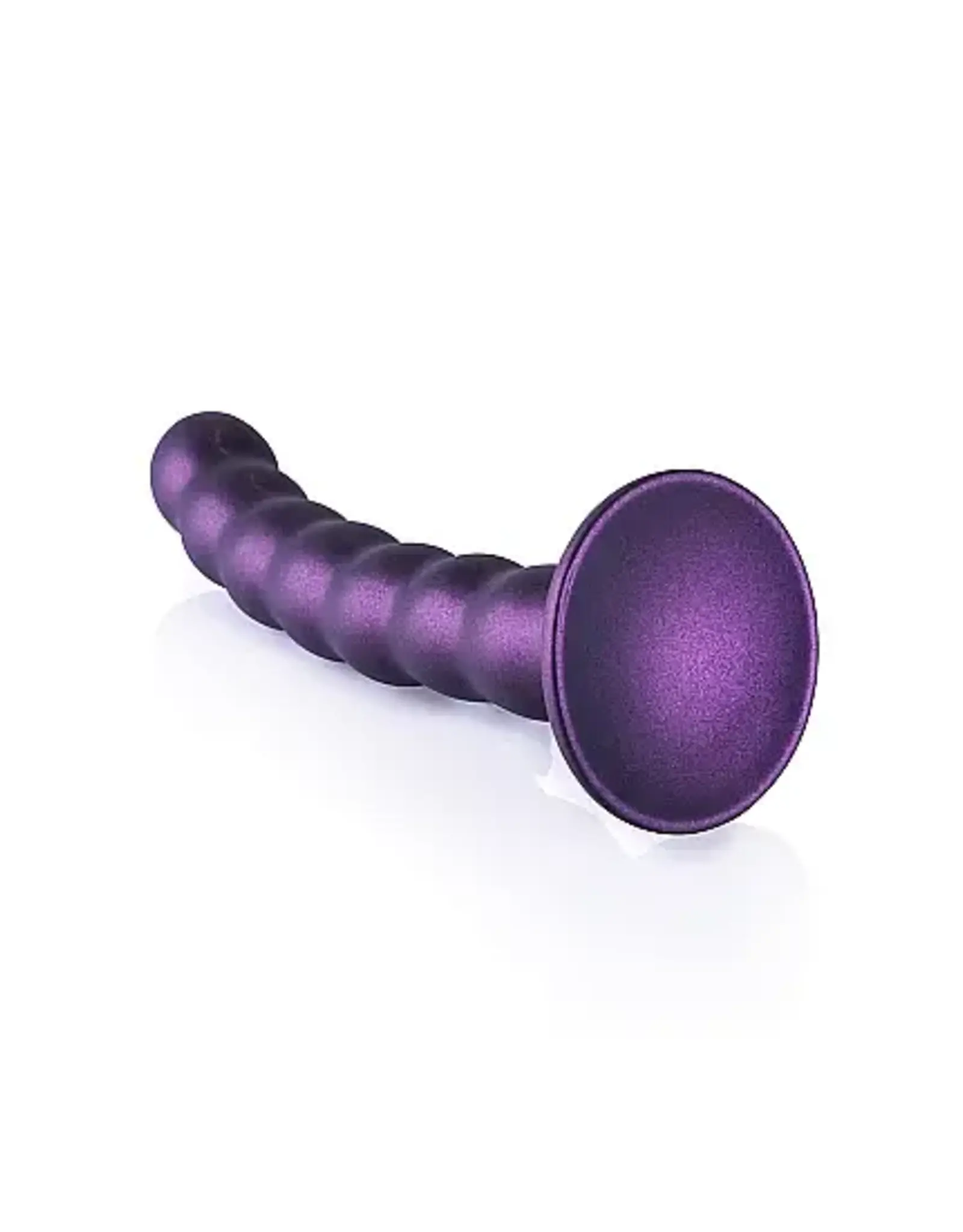 Beaded Silicone G-spot Dildo - 6.5'' - Metallic Purple