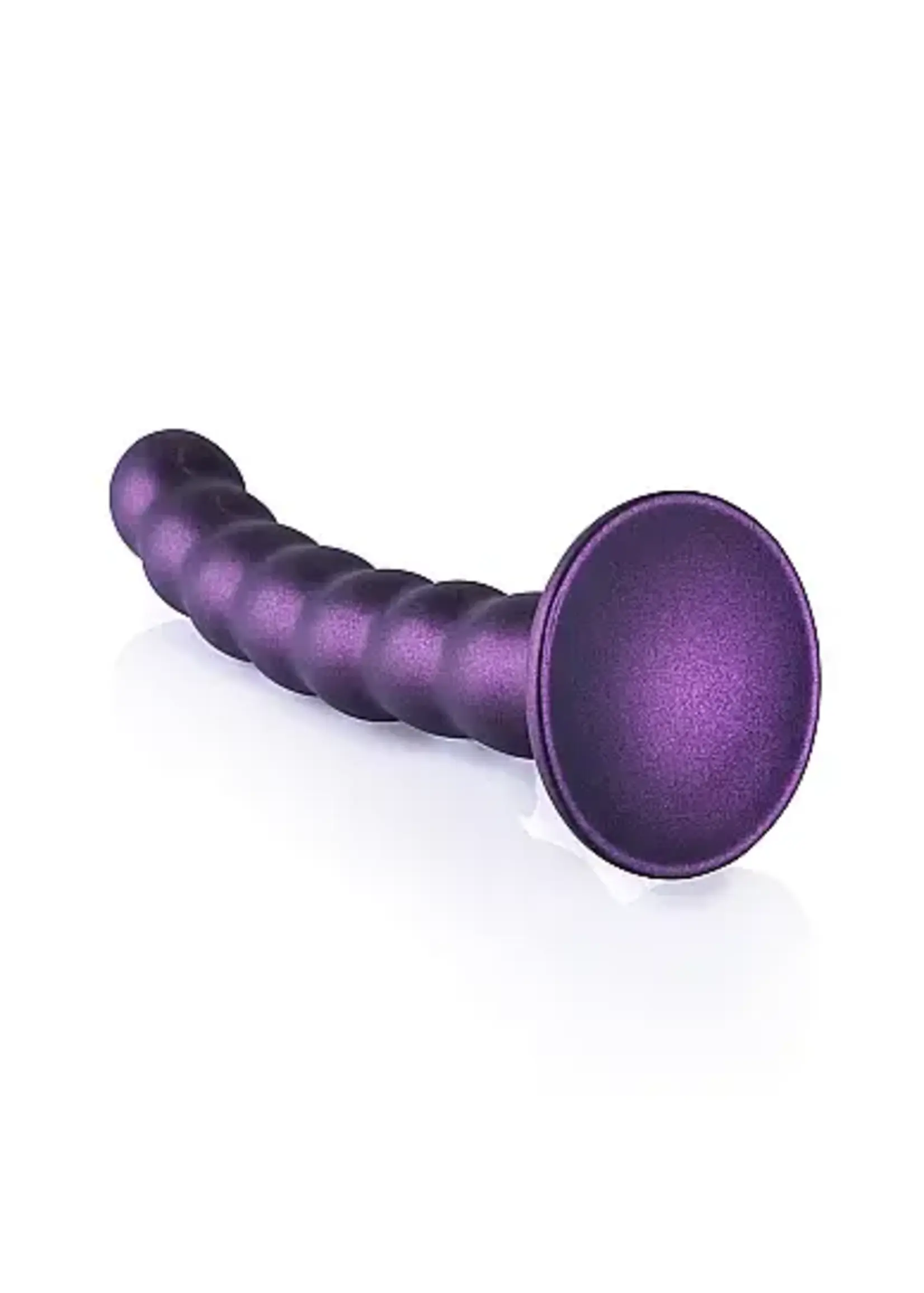 Beaded Silicone G-spot Dildo - 6.5'' - Metallic Purple