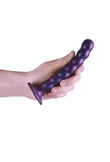 Beaded Silicone G-spot Dildo - 6.5'' - Metallic Purple