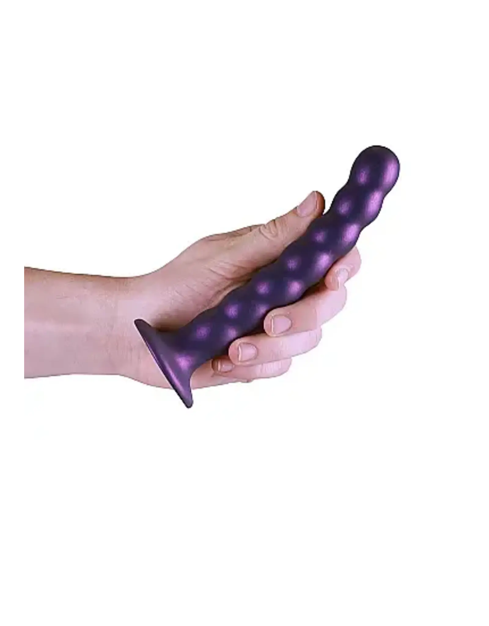 Beaded Silicone G-spot Dildo - 6.5'' - Metallic Purple