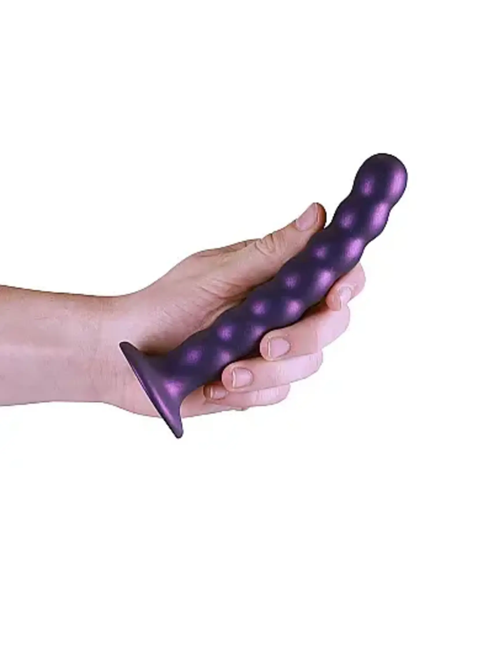 Beaded Silicone G-spot Dildo - 6.5'' - Metallic Purple