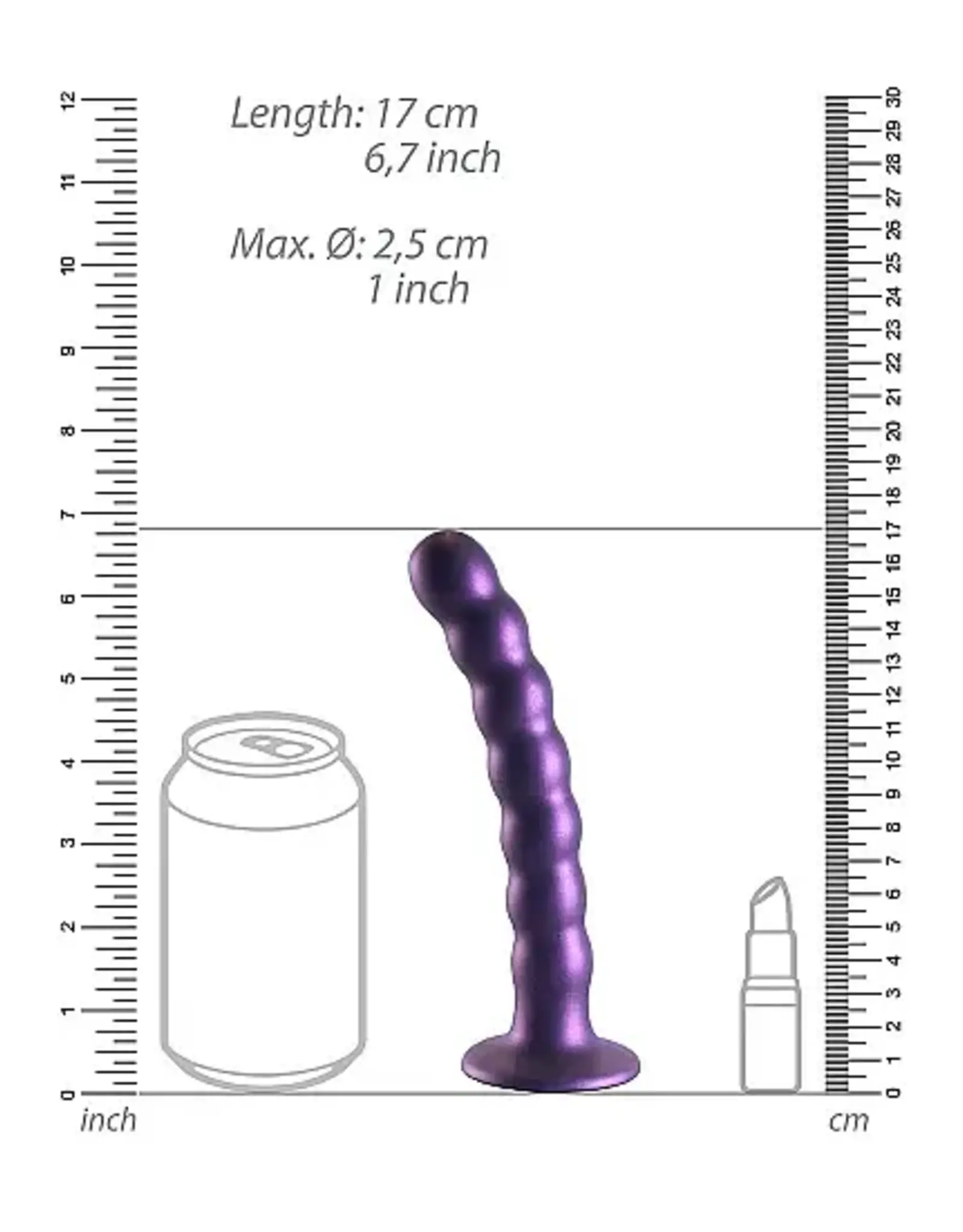 Beaded Silicone G-spot Dildo - 6.5'' - Metallic Purple