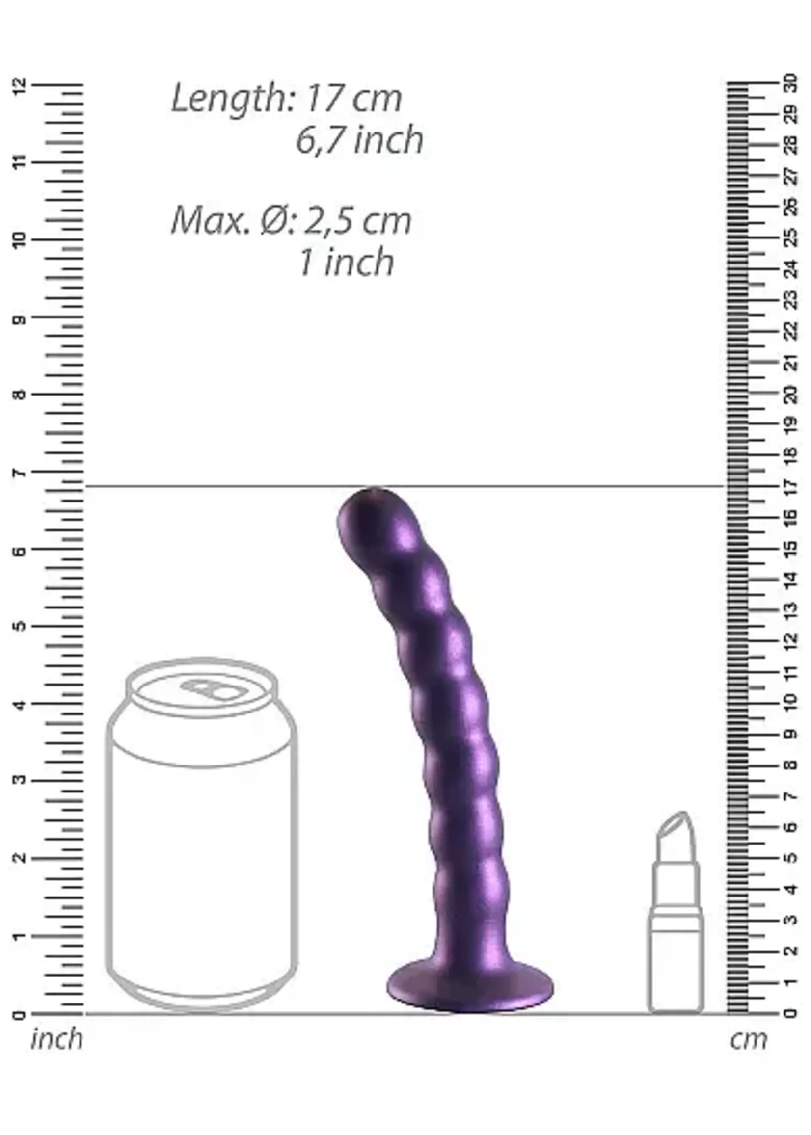 Beaded Silicone G-spot Dildo - 6.5'' - Metallic Purple