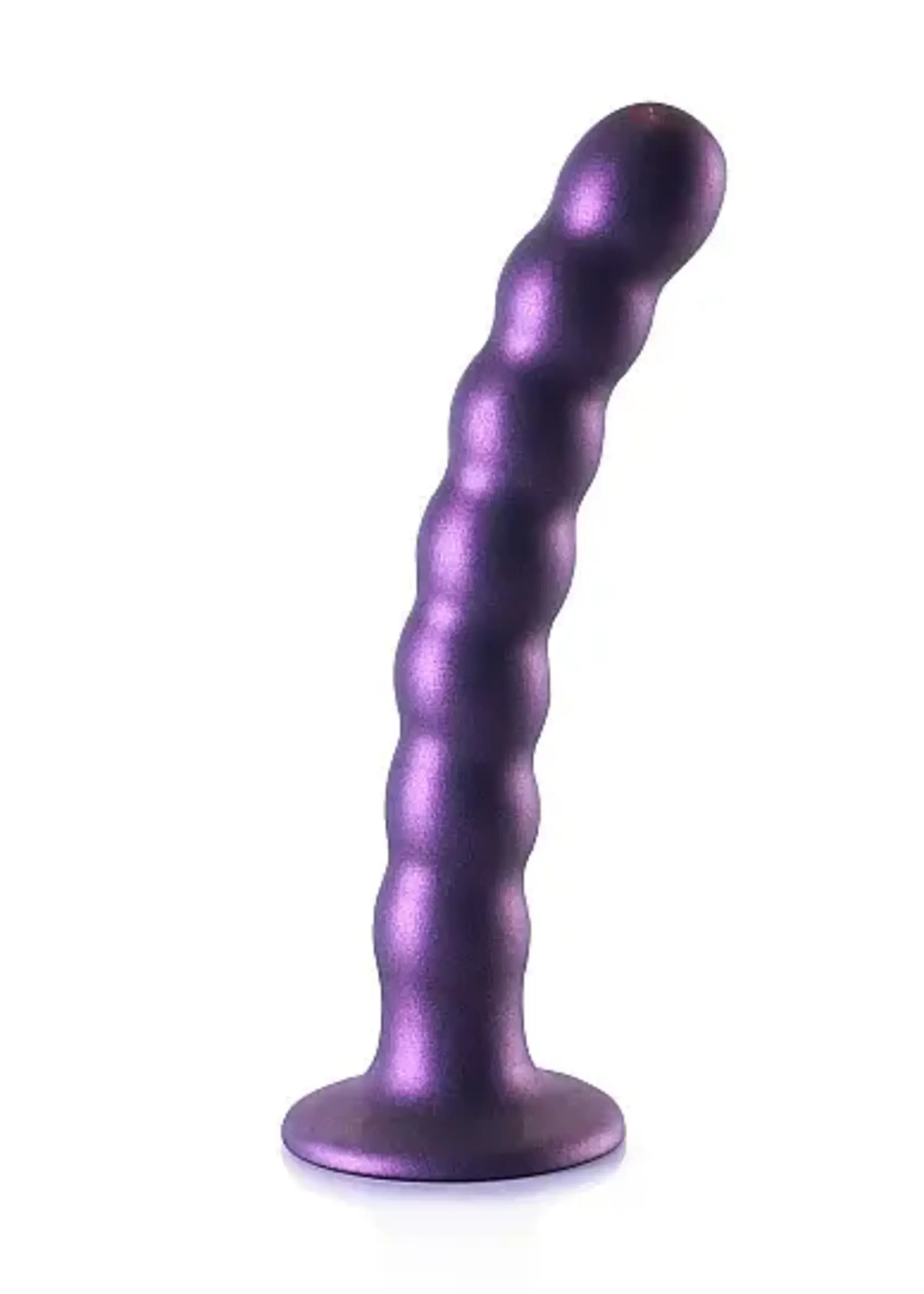 Beaded Silicone G-spot Dildo - 6.5'' - Metallic Purple