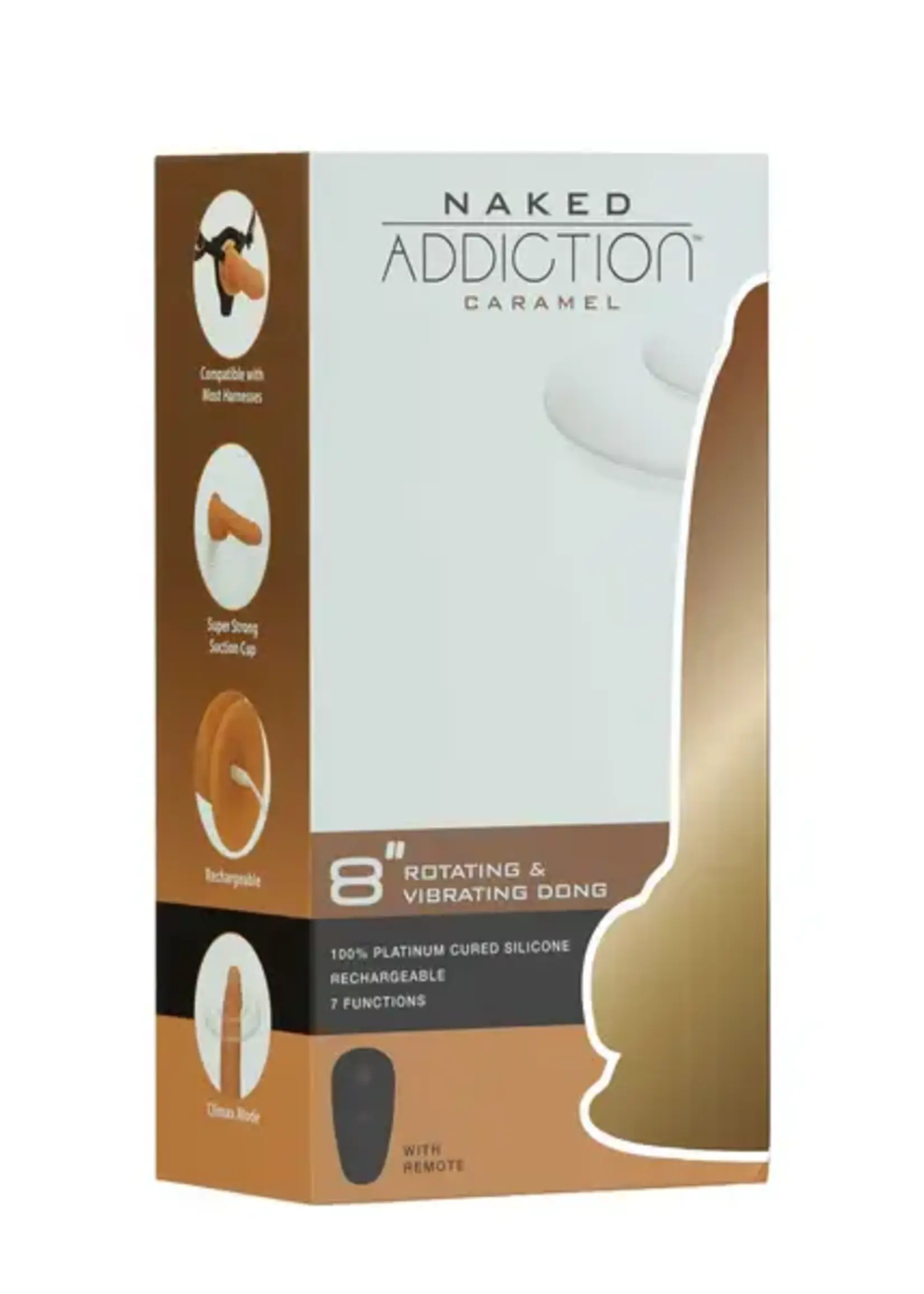 Naked Addiction Rotating and Vibrating Dildo 8'' Caramel