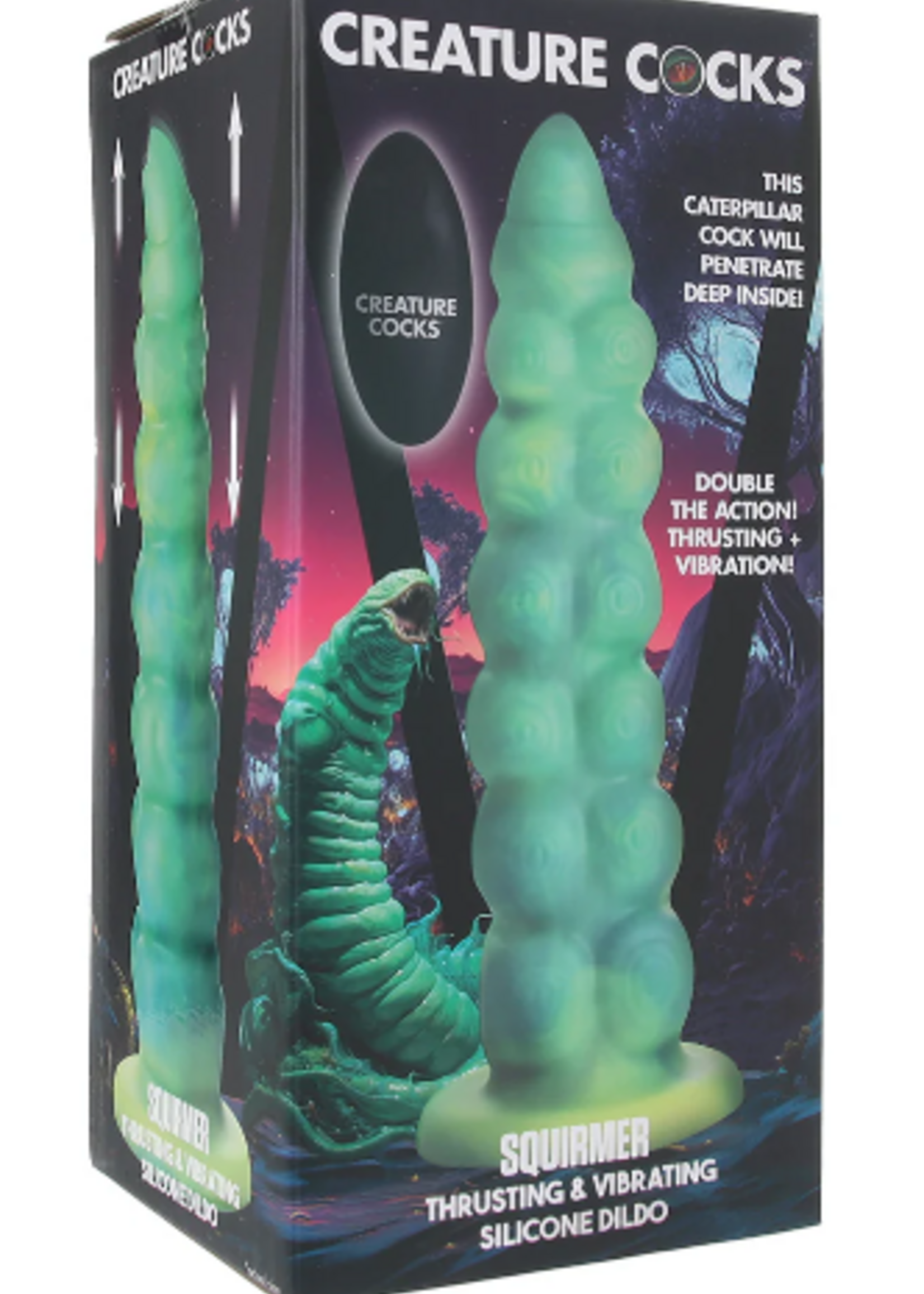 XR Brands Creature Cocks - Squirmer Thrusting & Vibrating Dildo