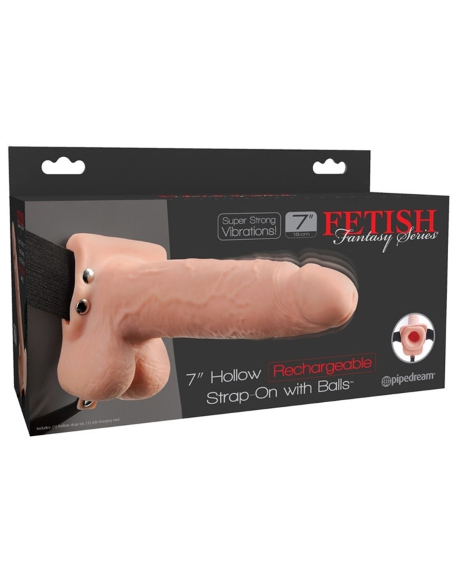 Pipedream Fetish Fantasy Series 7" Hollow Rechargeable Strap-on with Balls