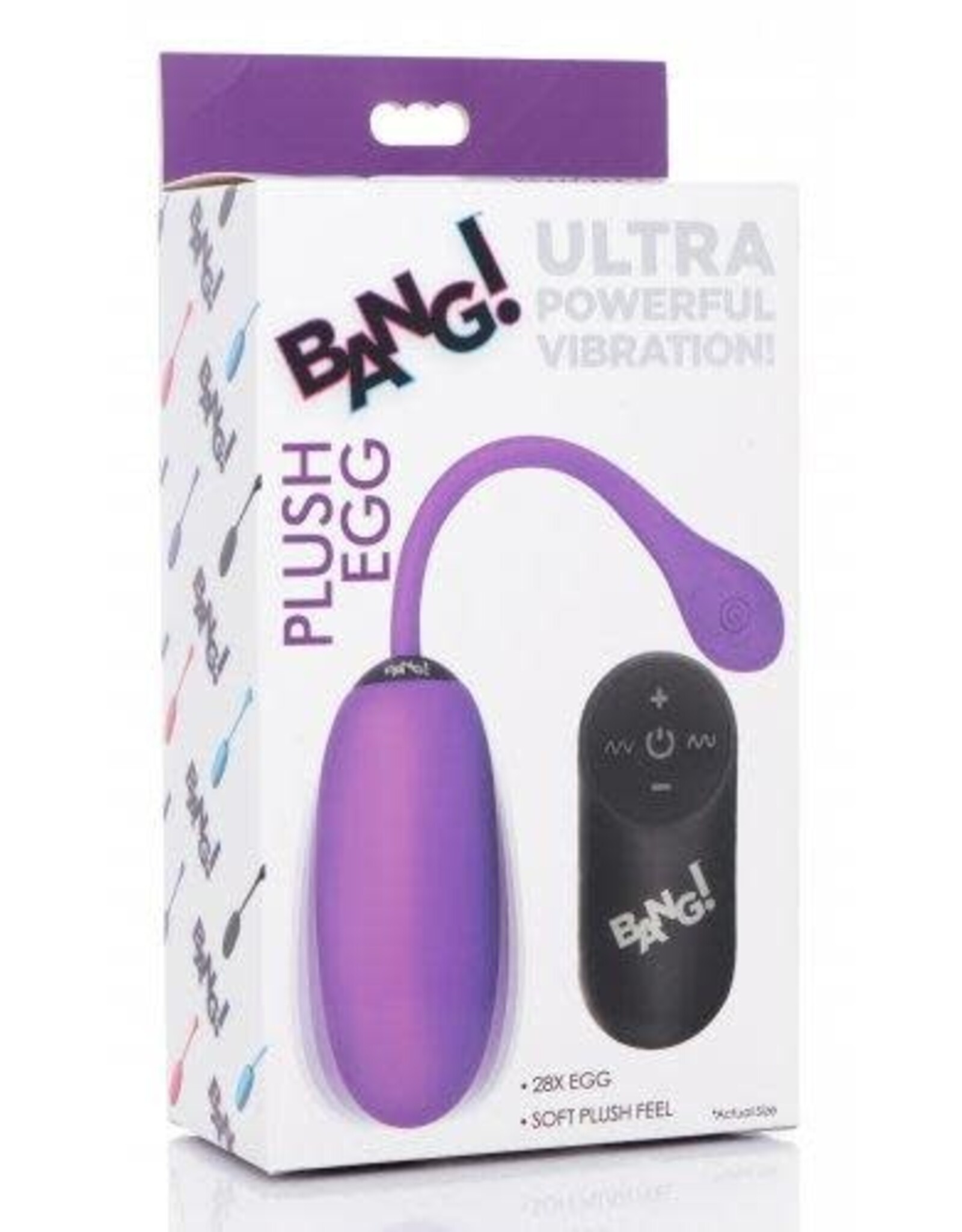 XR Brands Bang! Remote Control 28X Silicone Plush Egg - Purple