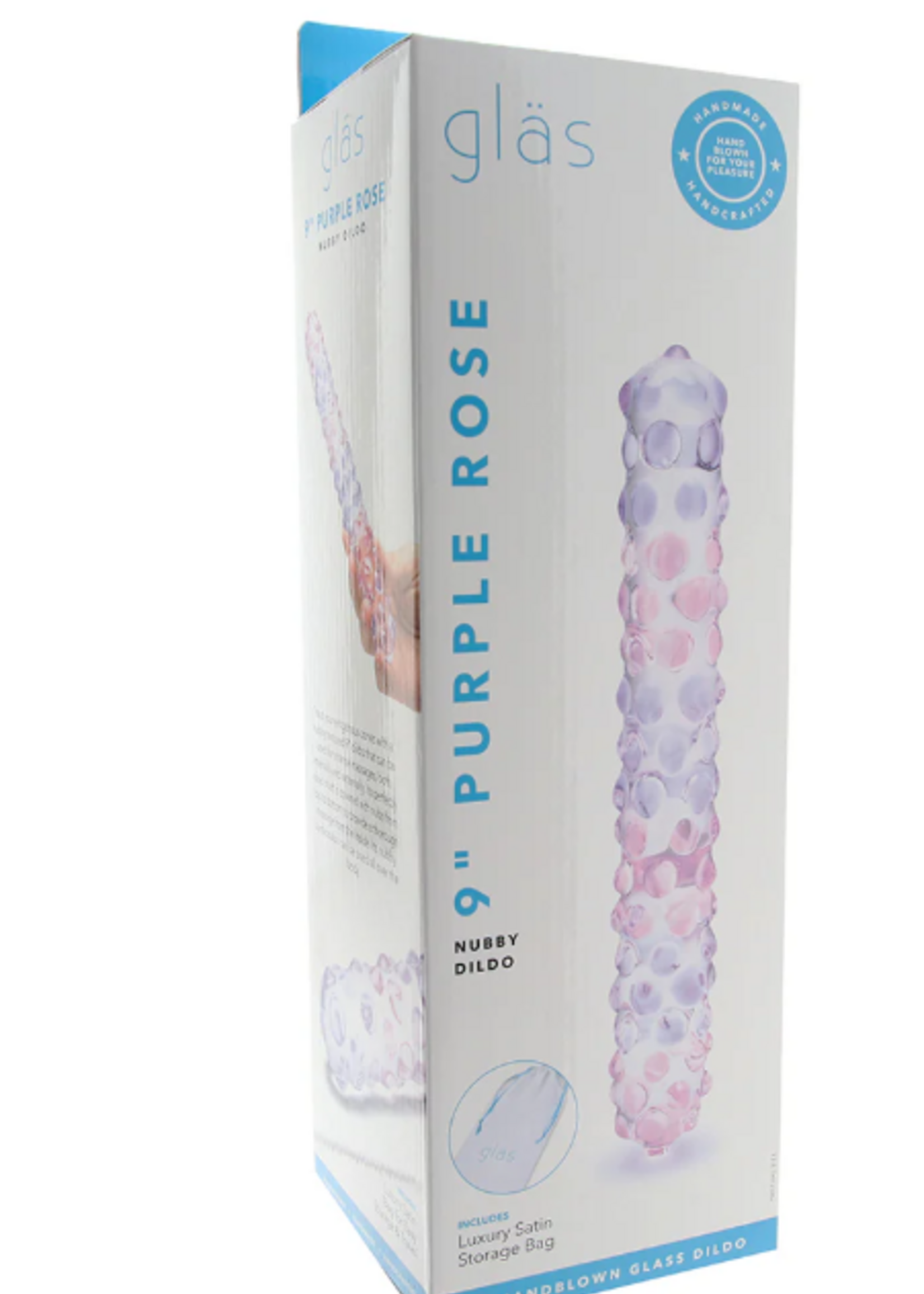 Gläs - 9 Inch Purple Rose Nubby Dildo