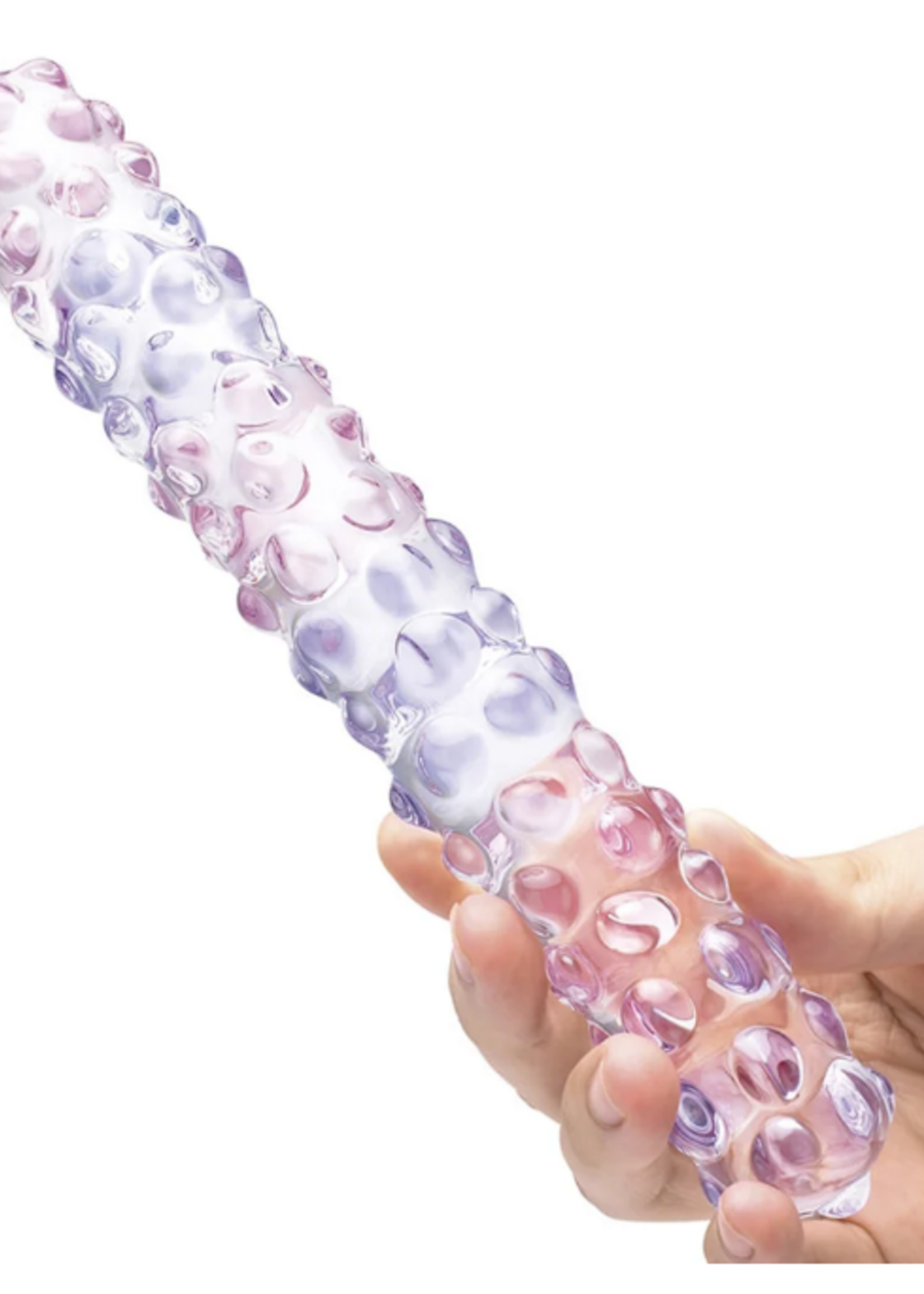 Gläs - 9 Inch Purple Rose Nubby Dildo