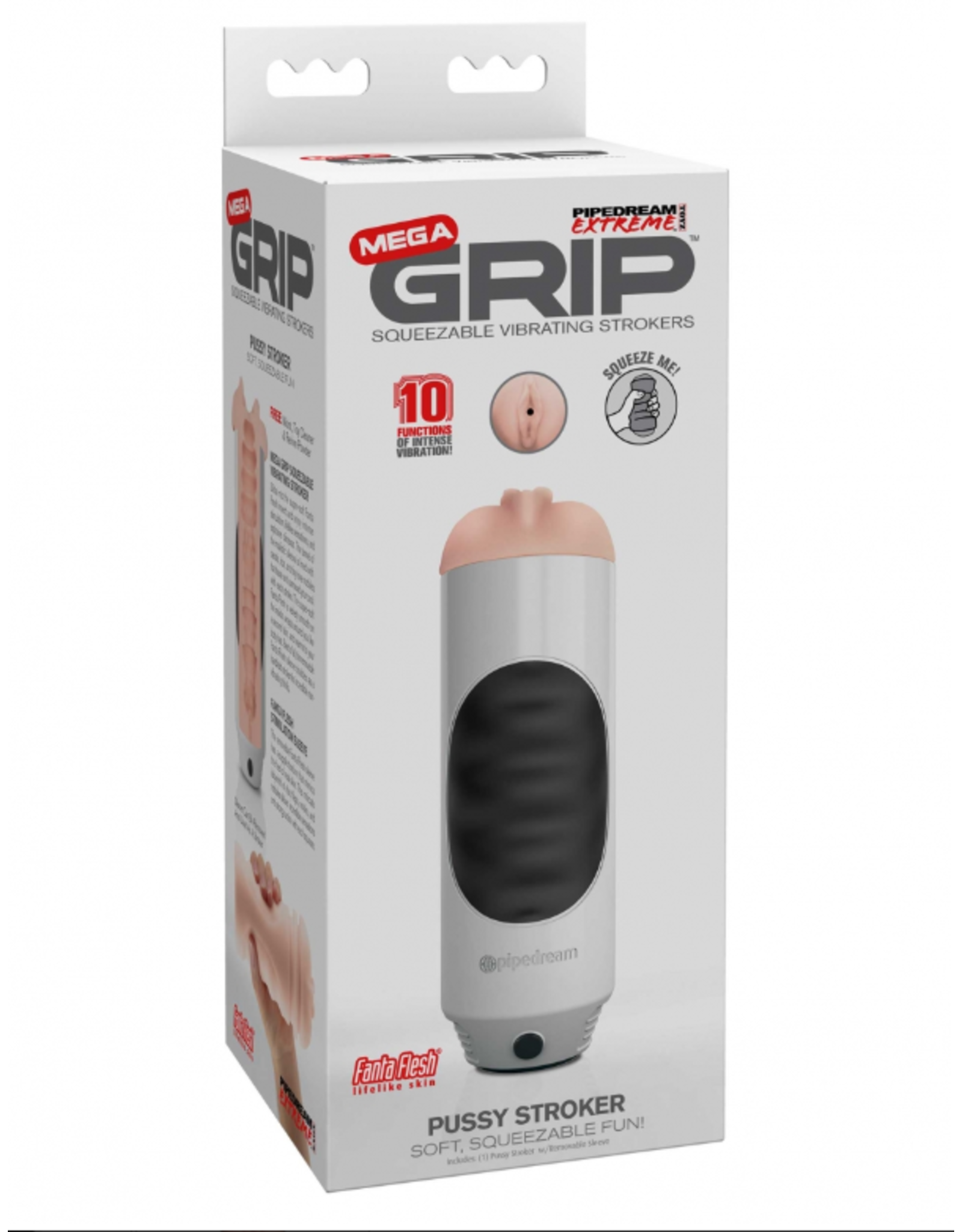 Pipedream PDX Mega Grip Pussy Stroker Vibrating in Grey/Black