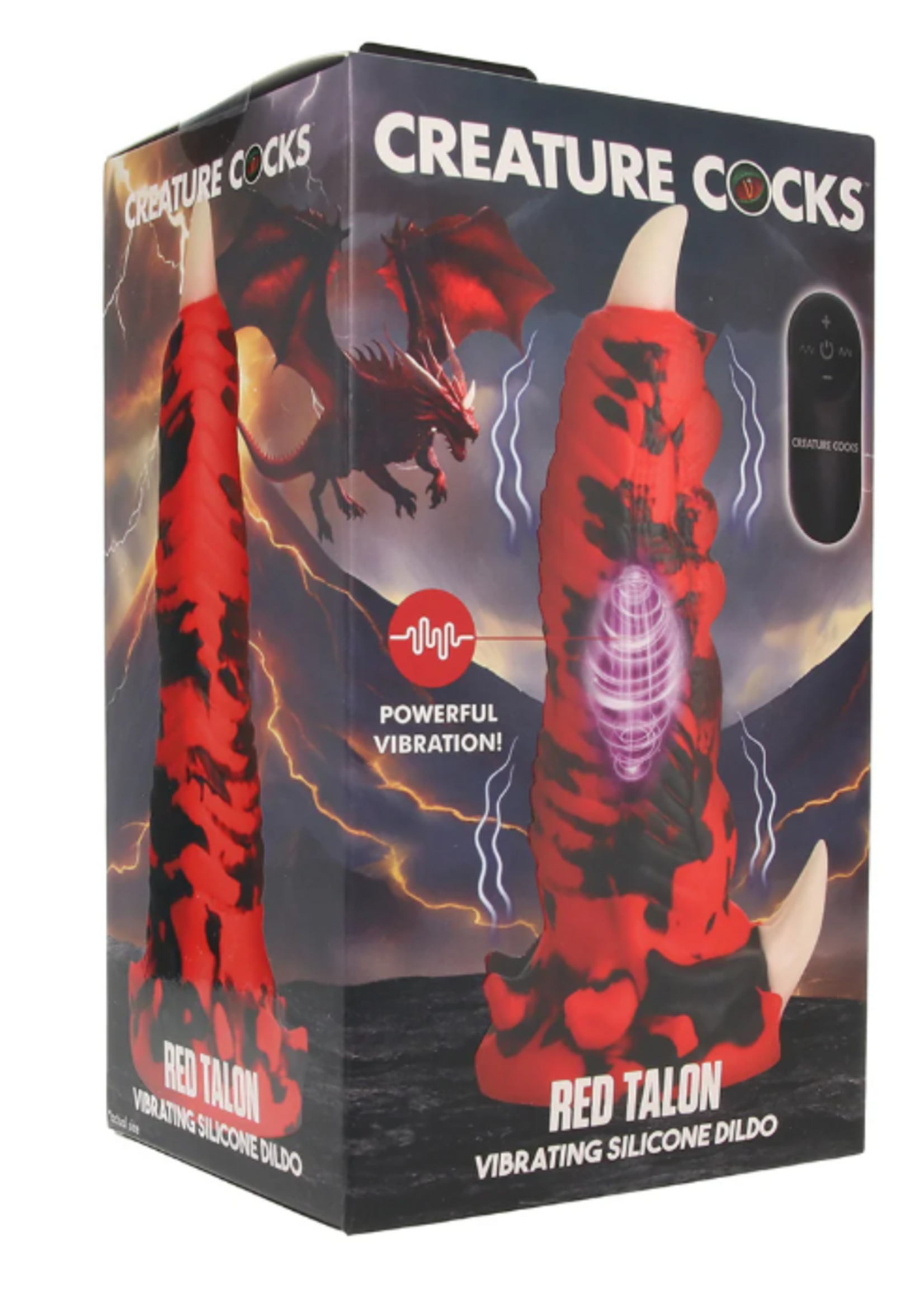 XR Brands Creature Cocks - Red Talon Vibrating Silicone Dildo