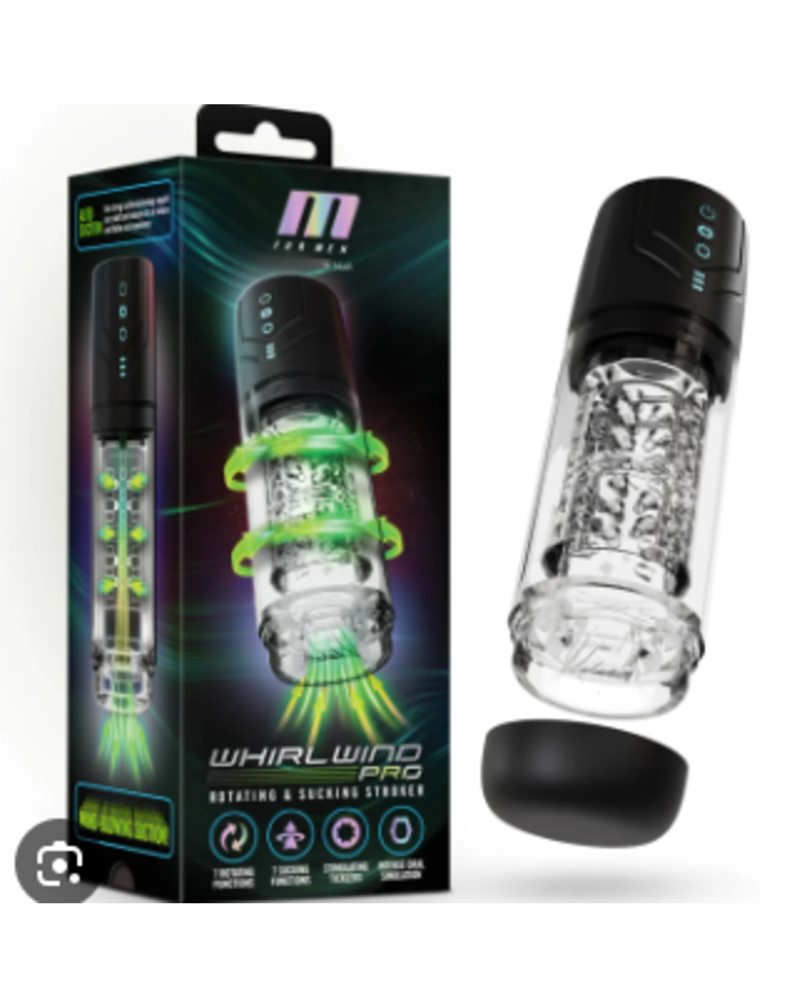 Blush Novelties M for Men - Whirlwind Pro - Rotating Sucking Stroker