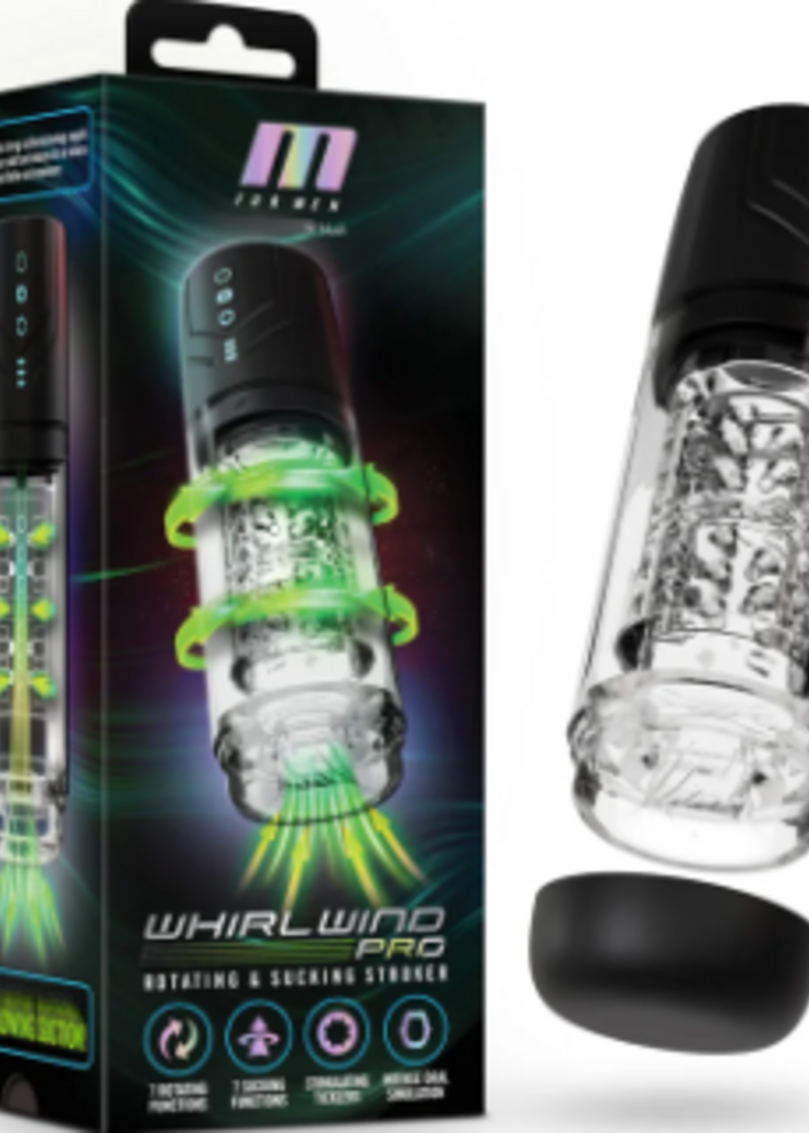 Blush Novelties M for Men - Whirlwind Pro - Rotating Sucking Stroker