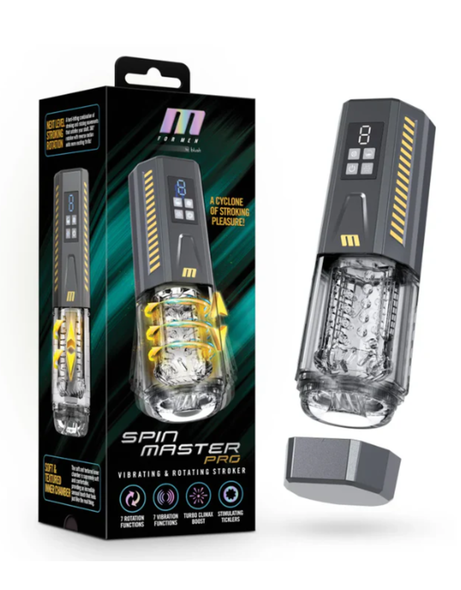 Blush Novelties Blush- M for Men SpinMaster Pro Vibrating Rotating Stroker