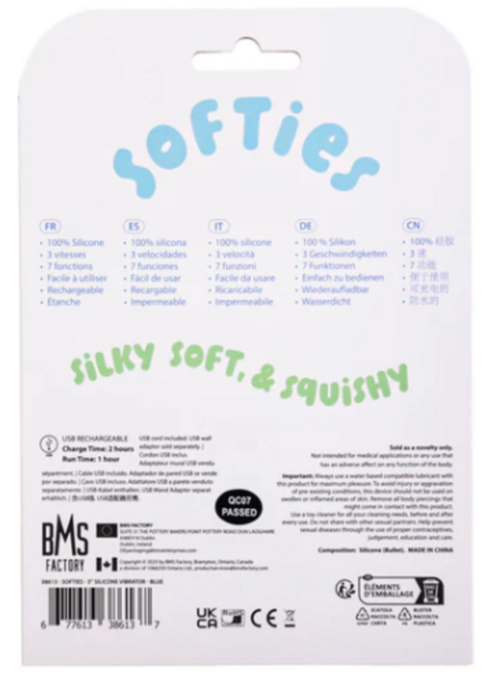 BMS Factory Softies - 5" Silicone Vibrator - Blue