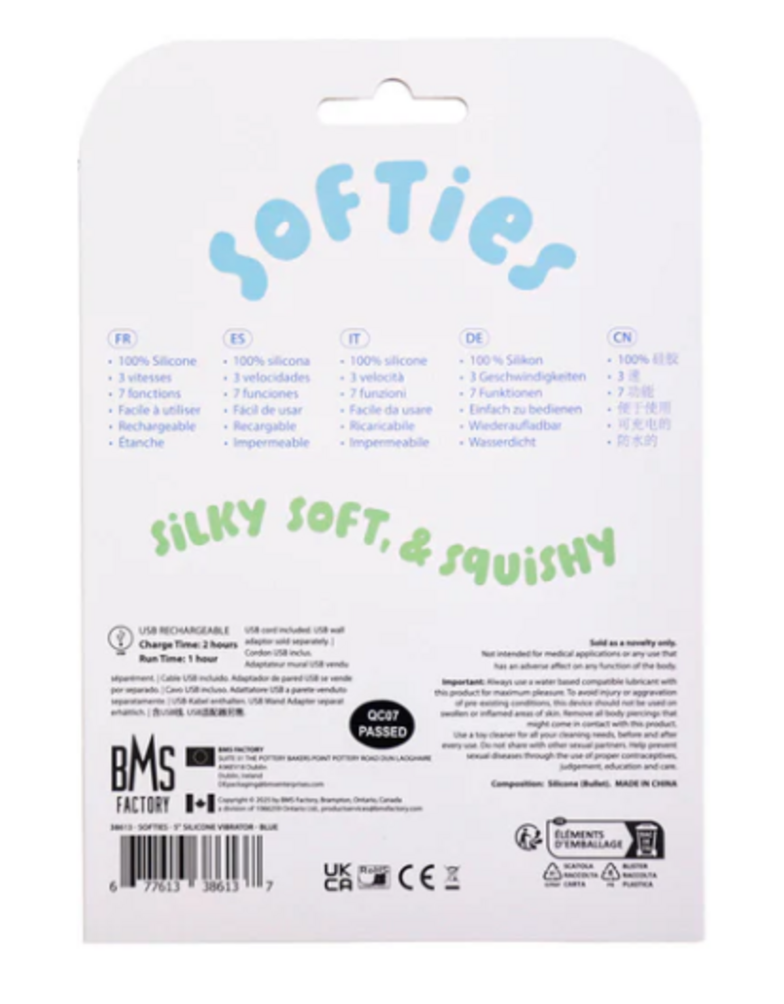 BMS Factory Softies - 5" Silicone Vibrator - Blue