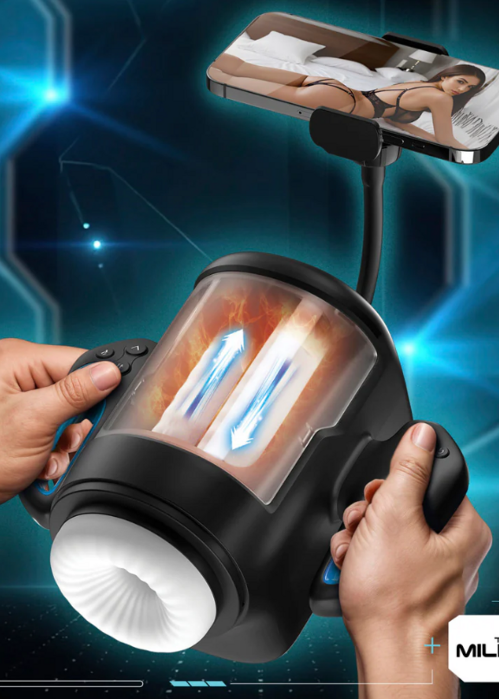 XR Brands Cyber Milker Stroking & Vibrating Masturbator