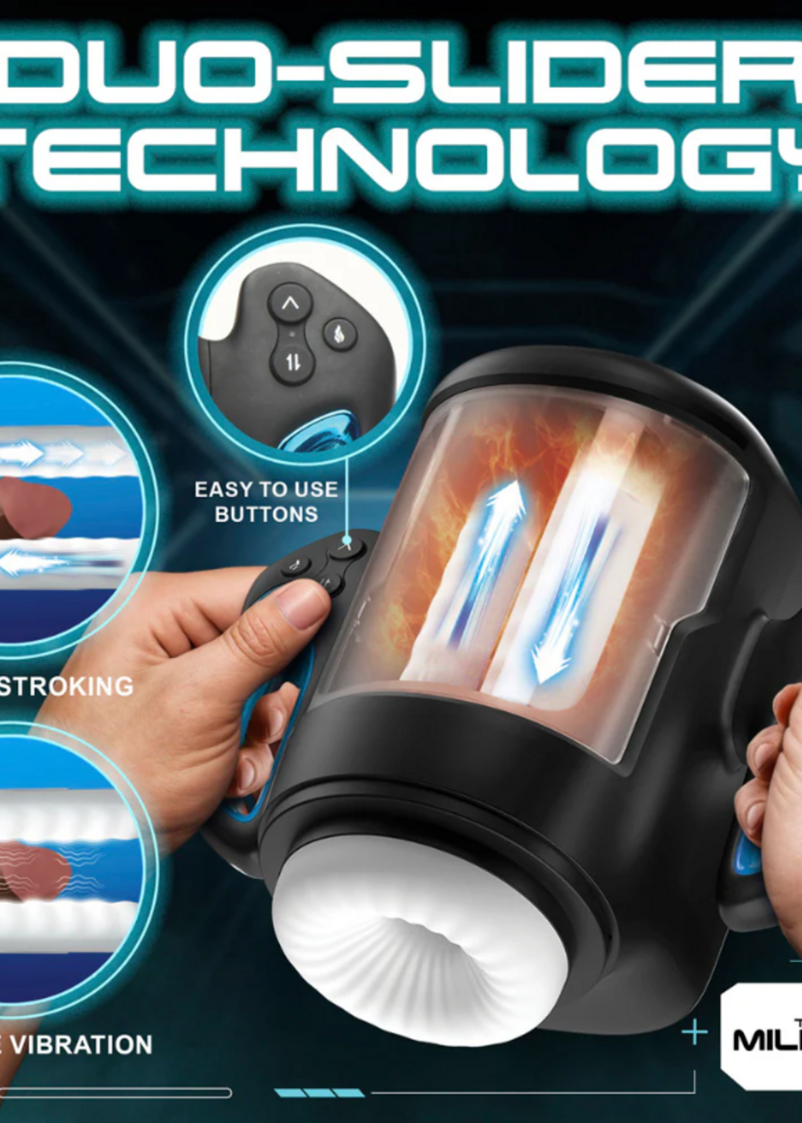 XR Brands Cyber Milker Stroking & Vibrating Masturbator