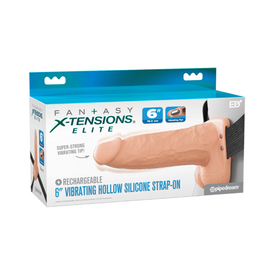 Pipedream Fantasy Xtension 6" Vibrating Hollow Strap On | Light