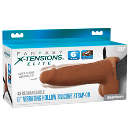 Pipedream Fantasy Xtension 6" Vibrating Hollow Strap On | Dark