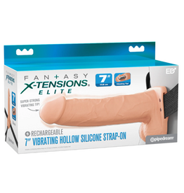 Pipedream Fantasy Xtension 7" Vibrating Hollow Strap On | Light