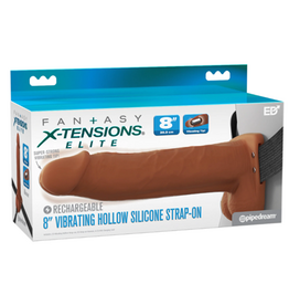 Pipedream Fantasy Xtension 8" Vibrating Hollow Strap On | Dark