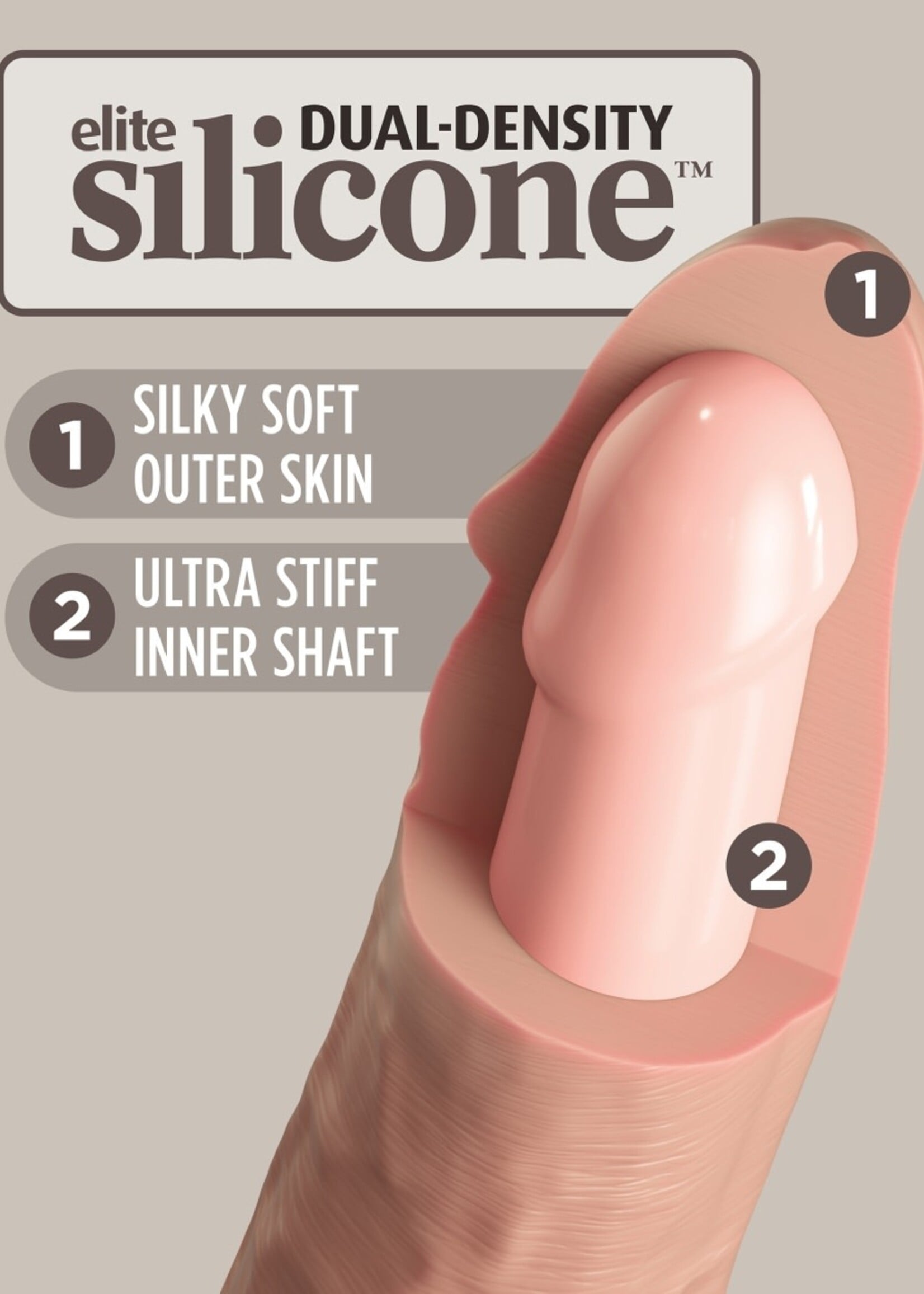 King Cock Elite - 8" Dual Density Silicone Cock (light)