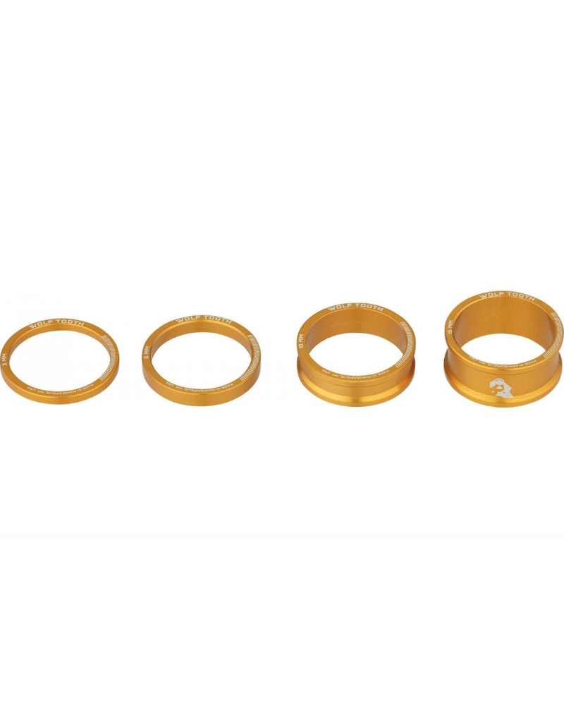 Wolf Tooth Precision Headset Spacers - 1 1/8 Steerer, 20mm, 9g, Gold