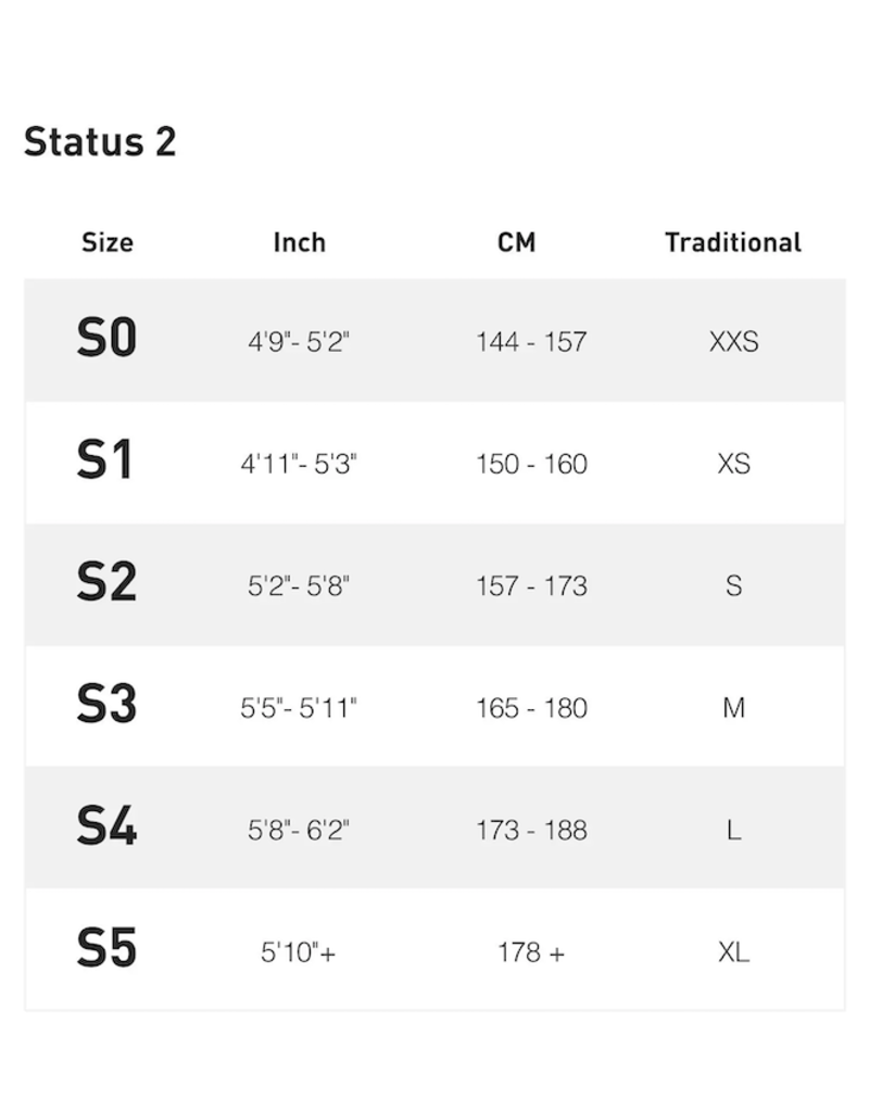 Specialized status size chart new arrivals