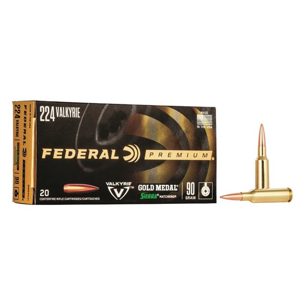 FEDERAL 224 VALKYRIE 90gr GOLD MEDAL SIERRA MATCHKING 20ct