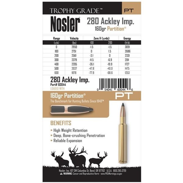 NOSLER 280 ACK IMP 160GR PARTITION