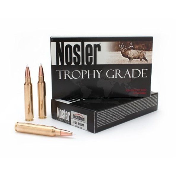 NOSLER 338 RUM 225gr ACCUBOND TROPHY GRADE 20ct