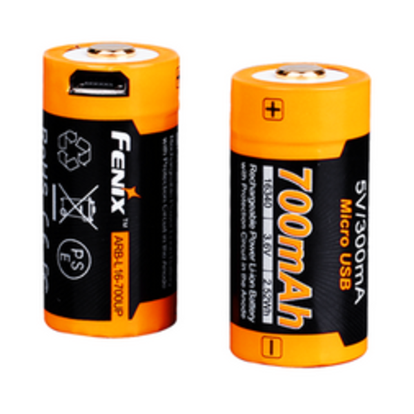FENIX Battery 700mAh Micro USB Rechargable 16340
