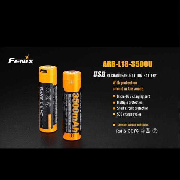 FENIX 3500 U MAH USB 18650 BATTERY