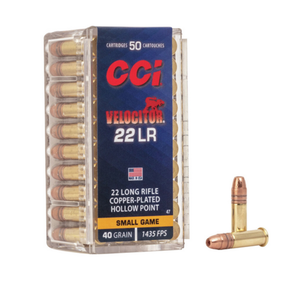 CCI 22 LR 40gr VELOCITOR COPPER-PLATED HP 50ct