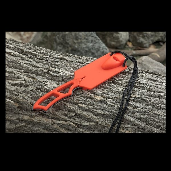 8" NECK KNIFE WITH WHISTLE AND SHEATH ORANGE