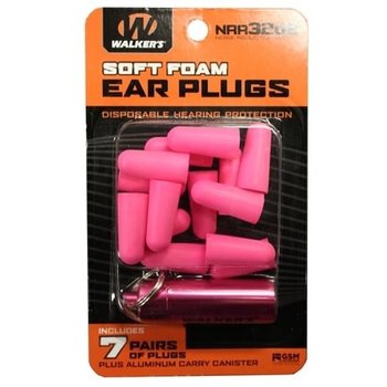 WALKER'S Soft Foam Ear Plugs Pink 7 pairs