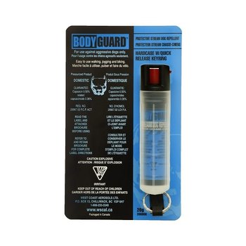DEFENSE AEROSOLS BODYGUARD Dog Deterrent w/Clear Case and QR Double Keyring