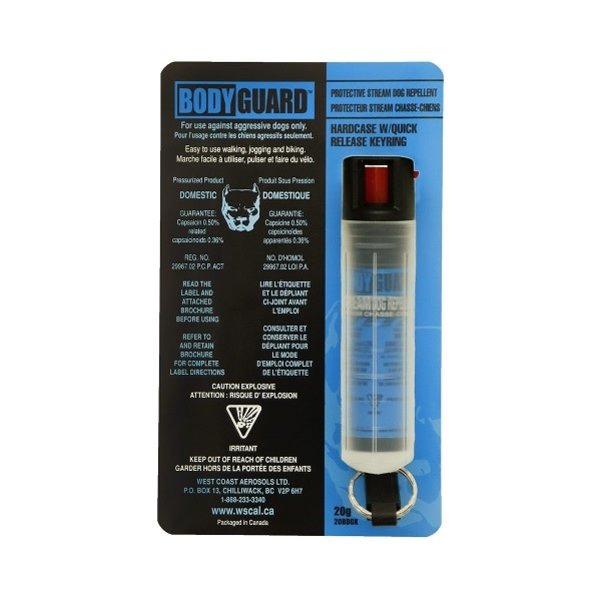DEFENSE AEROSOLS BODYGUARD Dog Deterrent w/Clear Case and QR Double Keyring