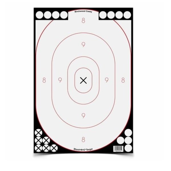 BIRCHWOOD CASEY Shoot-N-C Grey and Black Bull's-Eye 12 x 18" 5pk