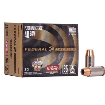 FEDERAL 40 S&W 165gr Personal Defense Hydra-Shok JHP 20ct