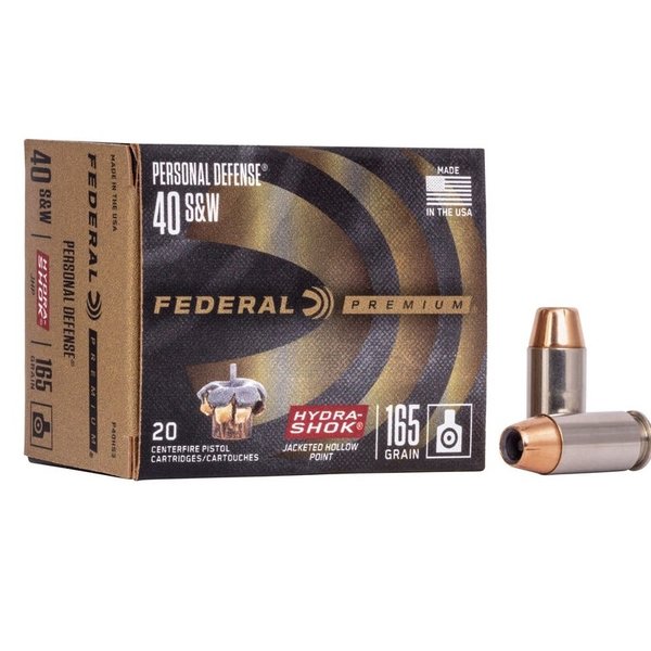 FEDERAL 40 S&W 165gr Personal Defense Hydra-Shok JHP 20ct