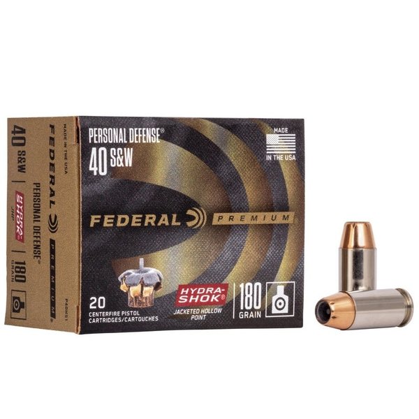 FEDERAL 40 S&W 180gr HYDRA-SHOK JHP PREMIUM 20ct