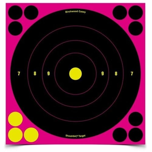 BIRCHWOOD CASEY Shoot-N-C 8" Pink Bull's-Eye 6 pk