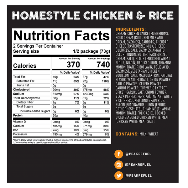 PEAK REFUEL Homestyle Chicken and Rice Meal