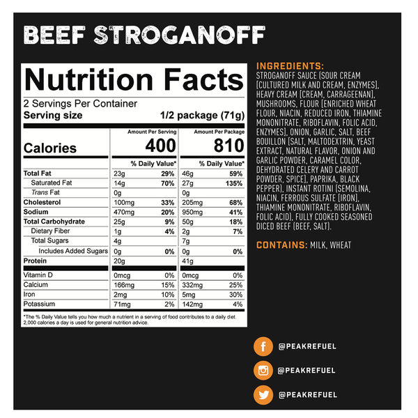PEAK REFUEL Beef Stroganoff Meal