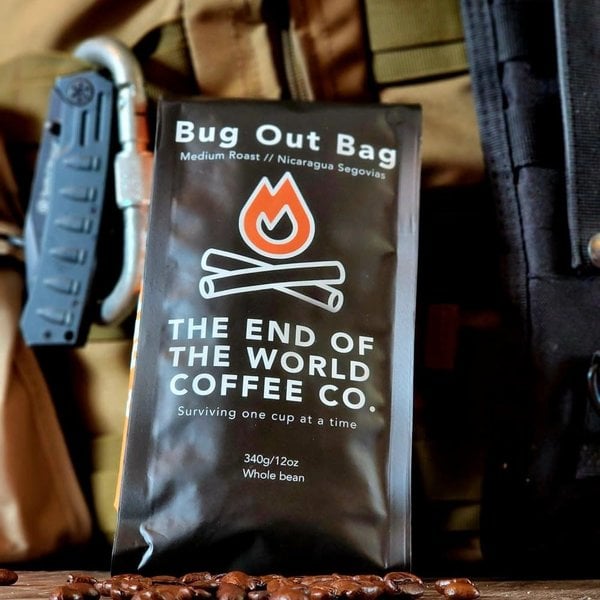 End of The World Coffee Medium Roast BUG OUT BAG Whole Bean 12oz